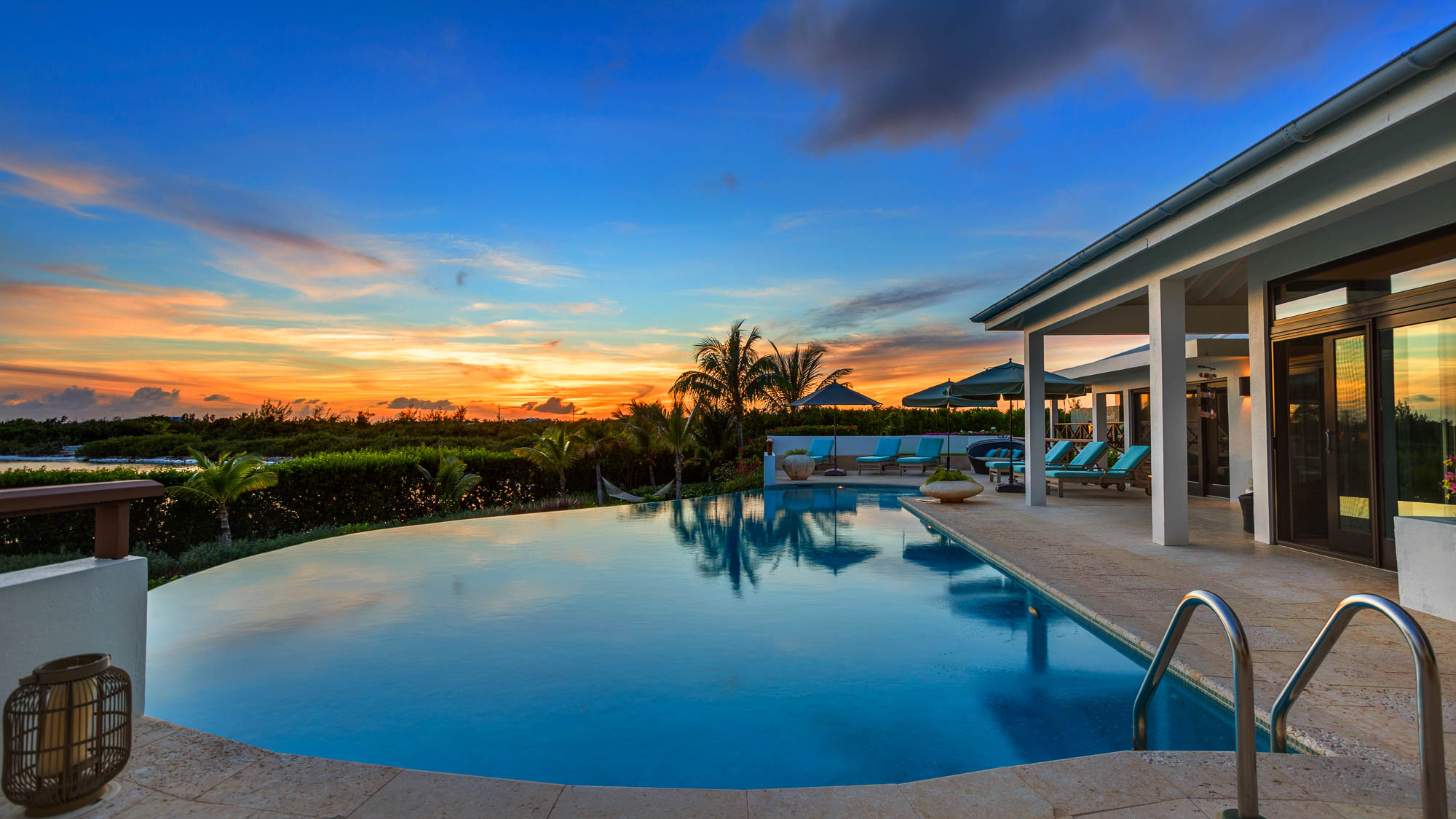 Nighttime exterior at Seabird Villa